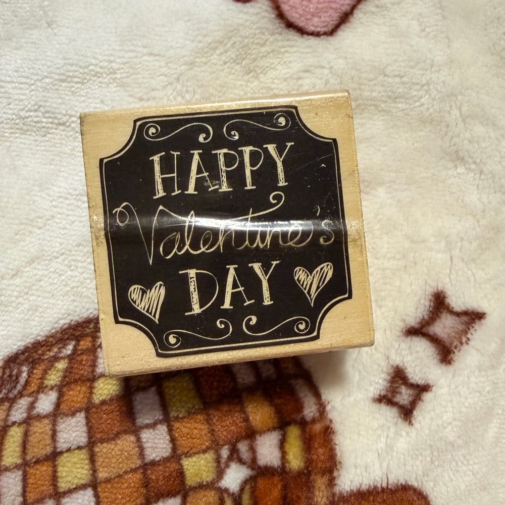 Elegant Black and Wood Valentine's Day Stamp